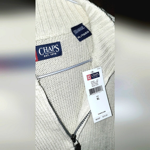 New CHAPS Ralph Lauren Mock Neck Sweater! Cream. Men, XL. Unisex Item. - Picture 3 of 6